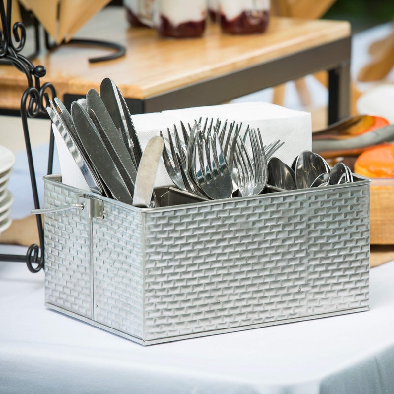 Tablecraft Brickhouse Collection Flatware/Utensil Caddy with Handle, 10Â¾ x 8Â½ x 4Â¾" - Image 2